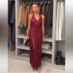 ZARA SEQUIN V NECK DRESS SIZE LARGE